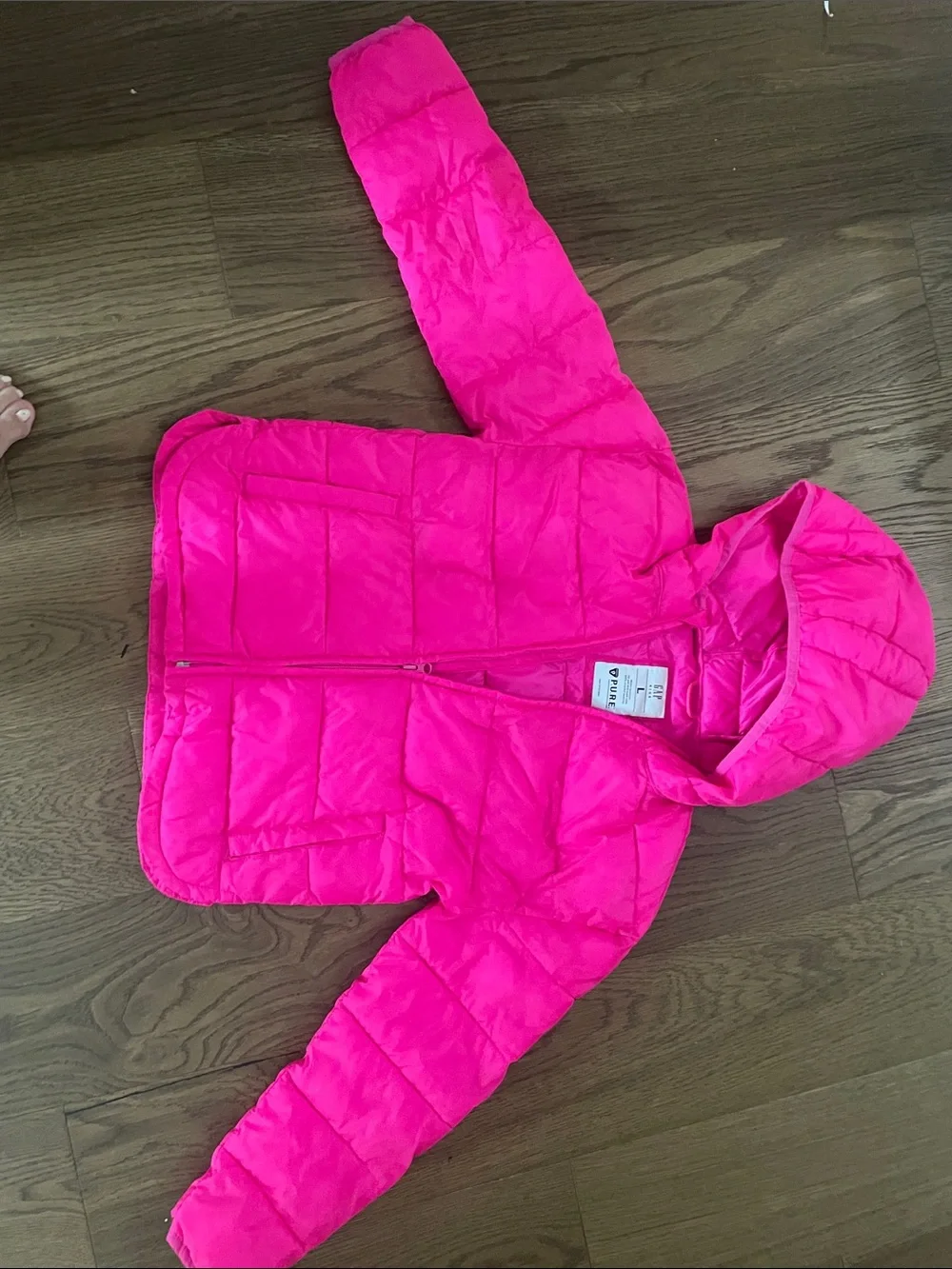 GAP Hot Pink Puffer Jacket with Hood